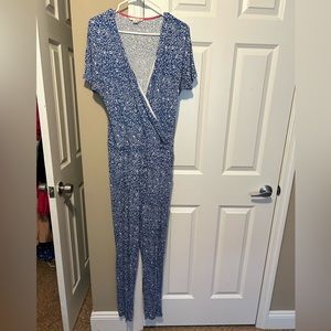 Boden Blue and White Floral Stretch Jumpsuit